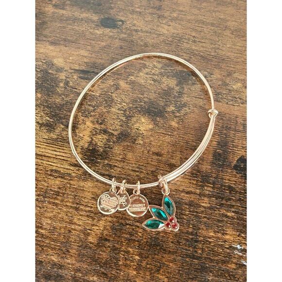 Alex and Ani Rose Gold Red/Green Rhinestones Bracelet - Picture 2 of 3